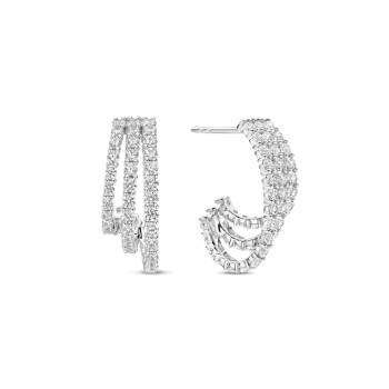 Ti Sento Milano Silver 3 Layer Crystal Hoop Earrings