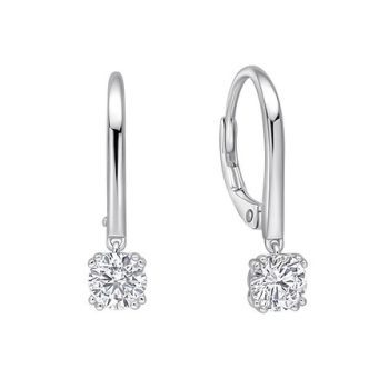 Diamonfire Silver 4 Claw Solitaire French Hook Earring