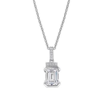 Diamonfire Silver Emerald Cut and Pave Pendant