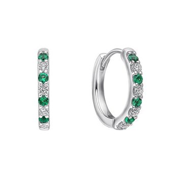 Diamonfire Emerald and Cubic Zirconia Hoop Earrings