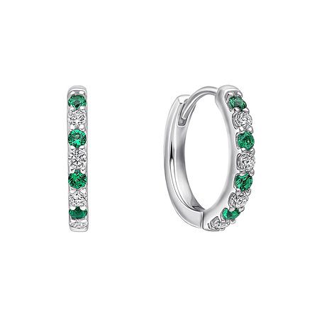 Diamonfire Emerald and Cubic Zirconia Hoop Earrings