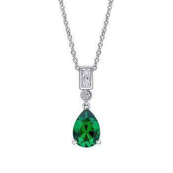 Diamonfire Emerald and Cubic Zirconia Drop Pendant