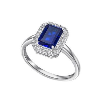 Diamonfire Emerald Cut Sapphire Halo Ring