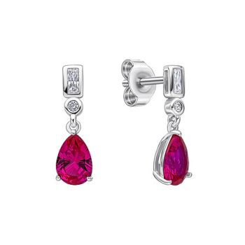 Diamonfire Emerald Cut Ruby Drop Earrings