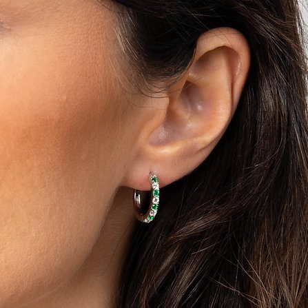 Diamonfire Emerald and Cubic Zirconia Hoop Earrings