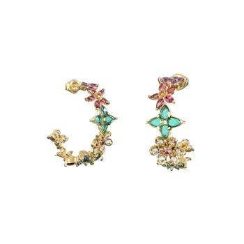 Guess Gold Coloured Floral Hoop Earrings