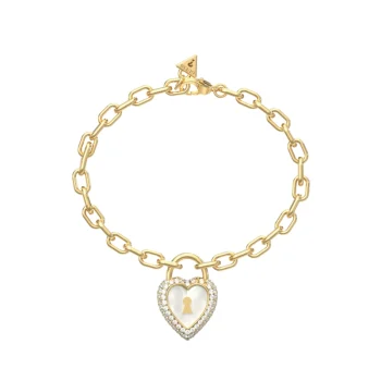 Guess Gold Bracelet with Lock Charm