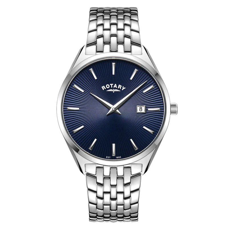 Rotary Gents Silver Ultra Slim Navy Dial Watch
