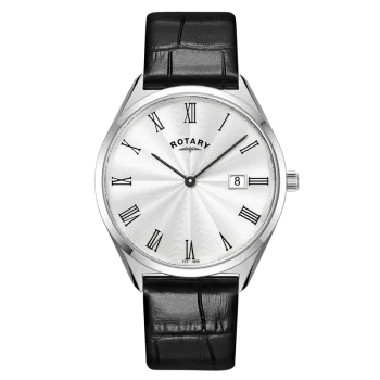 Rotary Gents Ultra Slim Black Leather Strap