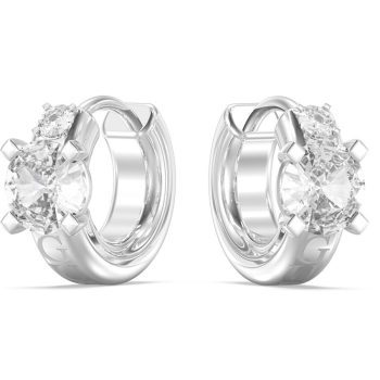 Guess Silver Chunky Cystal Hoop Earrings