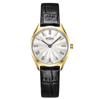 Rotary Gold Ladies Ultra Slim Leather Strap Watch