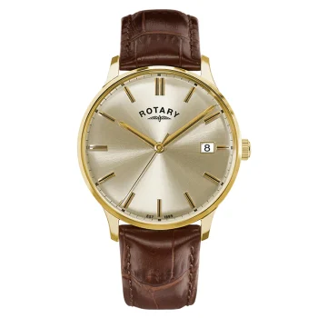 Rotary Gents 1985 Chmpagne Dial Leather Strap Watch