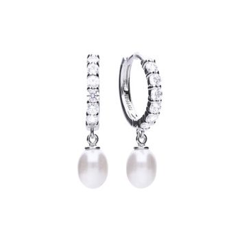 Diamonfire Cluster Pearl Drop Earrings