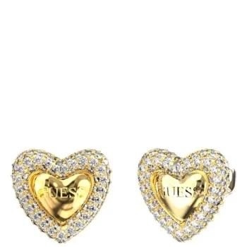 Guess Gold Pave Heart Stud Earrings
