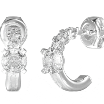 Guess Silver Crystal Half Hoop