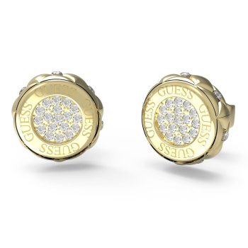 Guess Gold Pave Round Stud Earrings