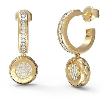 Guess Gold Hoop with Pave Charm Drop