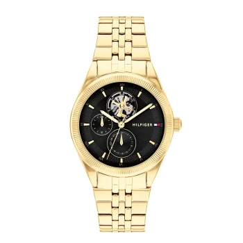 Tommy Hilfiger Ladies Gold Black Dial Watch