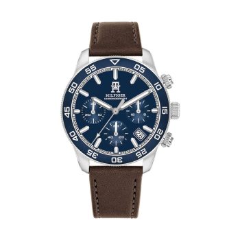 Tommy Hilfiger Gents Navy Dial Brown Leather Strap Chronograph Watch