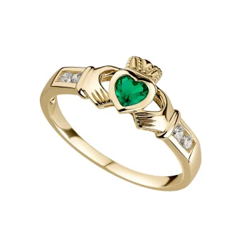 9ct Yellow Gold Cubic Zirconia and Created Emerald