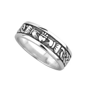 Gents Sterling Silver Oxidised Claddagh Band