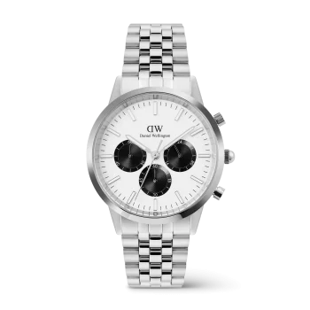 Daniel Wellington Gents Silver Chronograph Panda Dial Watch