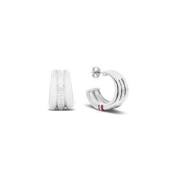 Tommy Hilfiger Ladies Silver Hoops