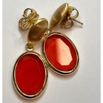 Aquaforte Gold Orange Oval Drop Earrings