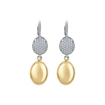Aquaforte Gold Pave Oval Drop Earrings
