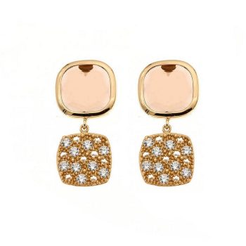 Aquaforte Gold Caramel Pave Drop Square Earrings