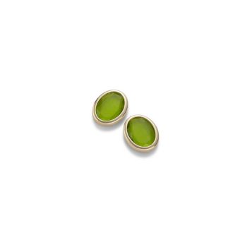 Aquaforte Gold Green Oval Stud Earrings