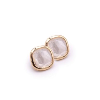 Aquaforte Gold Mother of Pearl Square Stud Earrings