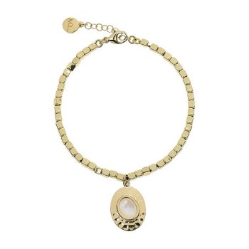 Aquaforte Gold Cube Bracelet with Mother of Pearl Charm