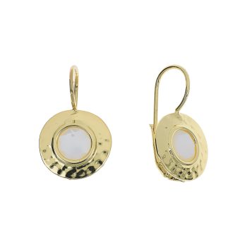 Aquaforte Hammered Disc Mother of Pearl Drop Earrings