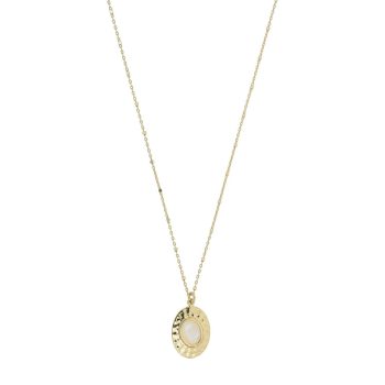 Aquaforte Gold Hammered Oval Mother of Pearl Pendant