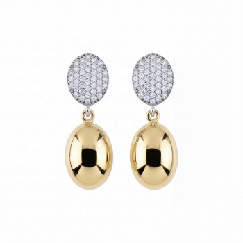 Aquaforte Gold Pave Oval Drop Earrings