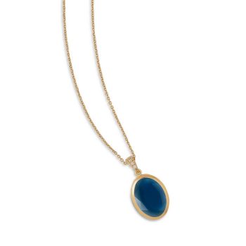 Aquaforte Gold Blue Oval Pendant