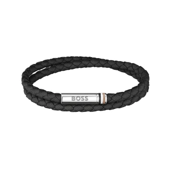 Boss Gents Black Braided Bracelet