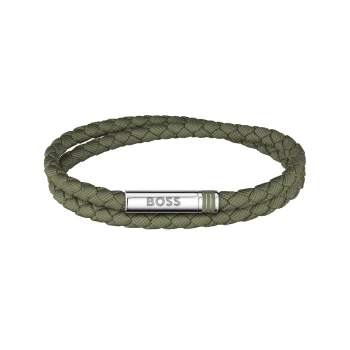Boss Gents Green Braided Bracelet