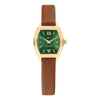 Tommy Hilfiger Ladies Brown Leather Green Dial Watch