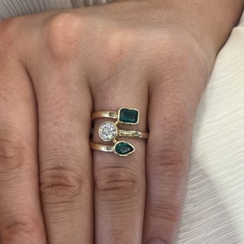 9ct Yellow Gold Lab Emerald and Lab Diamond Ring