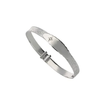 Sterling Silver Baby Bangle Claddagh Design