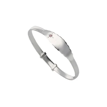 Sterling Silver Baby Bangle with Pink Stone