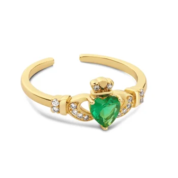 Newbridge Gold Plated Emerald Green Claddagh Ring